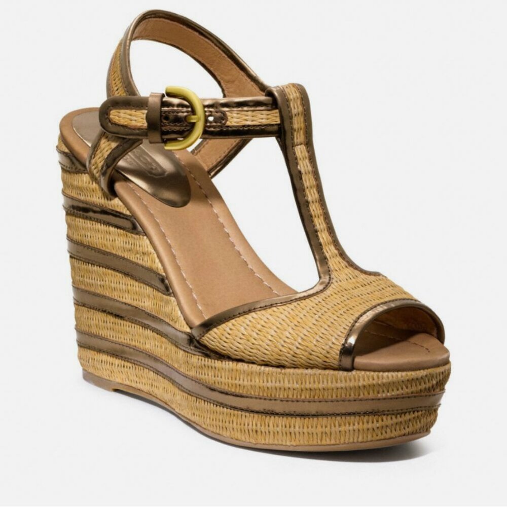 Coach Geneva Stripe Wedge Platform Sandal